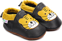 Chaussons bébé en cuir souple Charly le Tigre