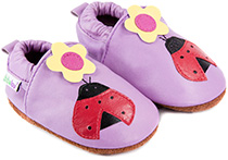 Chaussons bébé en cuir souple En Pleine Nature - lilas