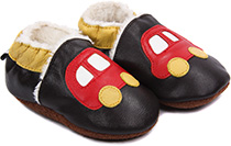 Chaussons bébé fourrés en cuir En Voiture