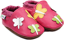 Chaussons bébé en cuir souple Farandole de Papillons