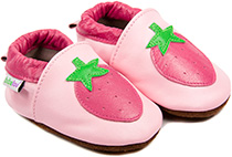 Chaussons bébé en cuir souple Fraises Gourmandes
