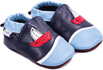 Chaussons bébé en cuir souple Larguez les Amarres - bleu