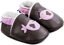 Chaussons bébé fourrés en cuir Nid d'Amour