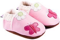 Chaussons bébé fourrés en cuir Papillons en Folie