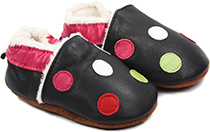 Chaussons bébé fourrés en cuir Petits Pois