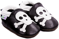 Chaussons bébé en cuir souple Rock'n Roll Squelette